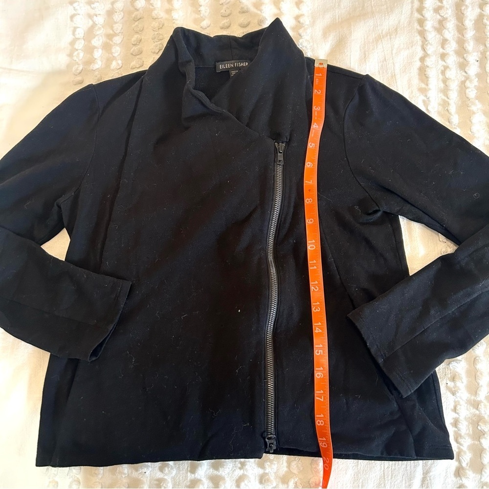 Eileen Fisher Women’s Black Tencel Fleece Moto Asymmetrical Zip Jacket Sz Xs - Picture 10 of 14